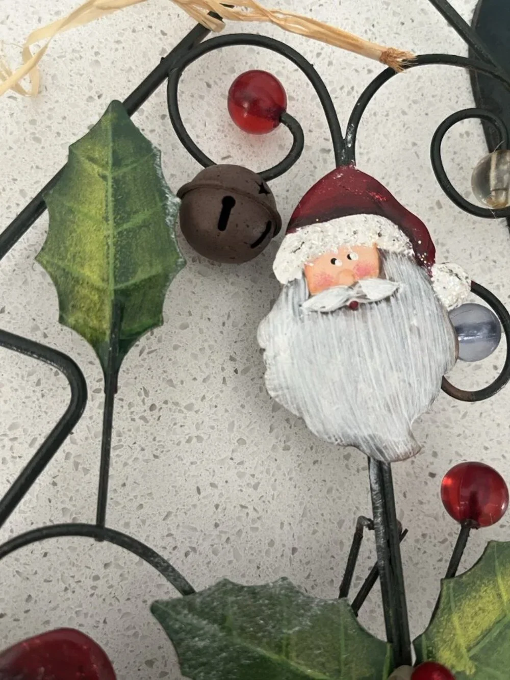 Rustic Tabletop Wire Metal Christmas Tree Farmhouse Santa & Holly Decor 21